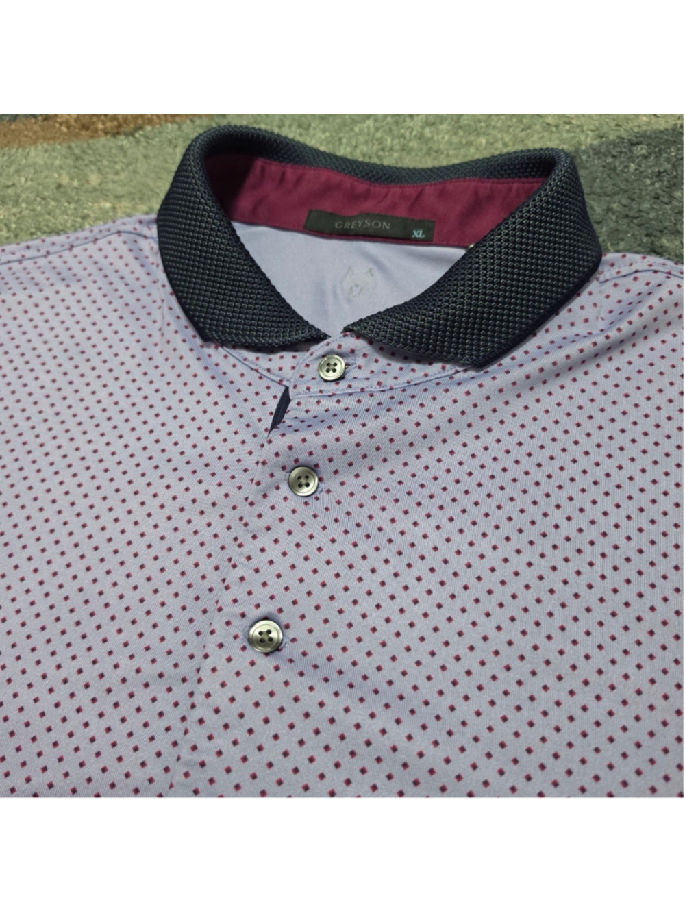 GREYSON Mens Performance Polo Shirt XL Geo Print Lightweight Golf